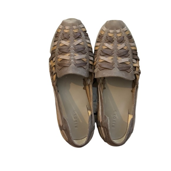 Nisolo Men's 11 Tobacco Brown Colorblock Huarache Leather Sandal NEW - Picture 5 of 8